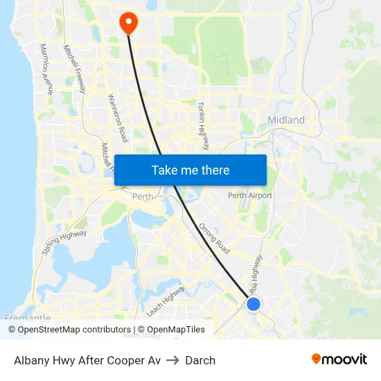 Albany Hwy After Cooper Av to Darch map