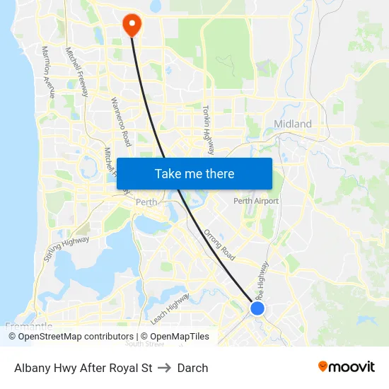 Albany Hwy After Royal St to Darch map