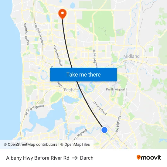 Albany Hwy Before River Rd to Darch map