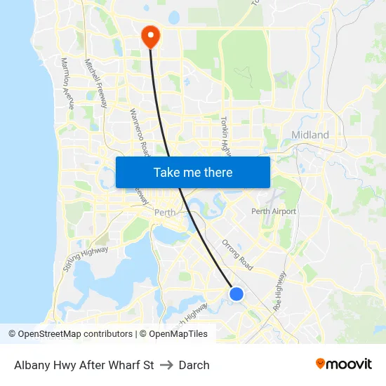 Albany Hwy After Wharf St to Darch map