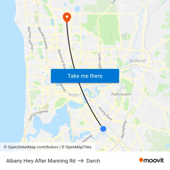 Albany Hwy After Manning Rd to Darch map