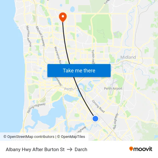 Albany Hwy After Burton St to Darch map