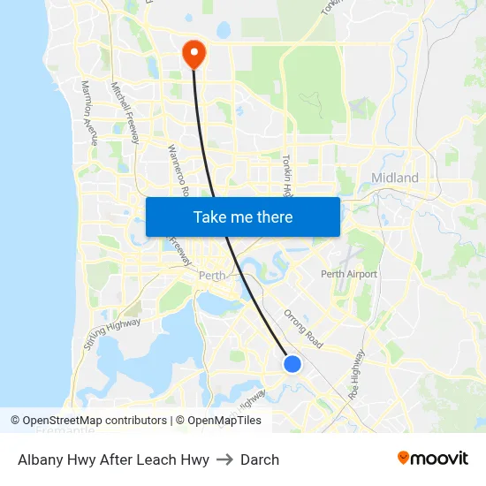 Albany Hwy After Leach Hwy to Darch map