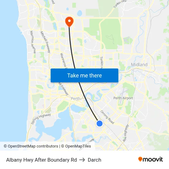 Albany Hwy After Boundary Rd to Darch map