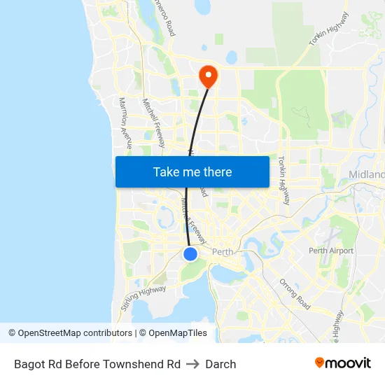 Bagot Rd Before Townshend Rd to Darch map
