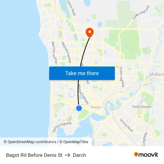 Bagot Rd Before Denis St to Darch map