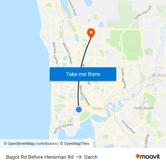 Bagot Rd Before Hensman Rd to Darch map