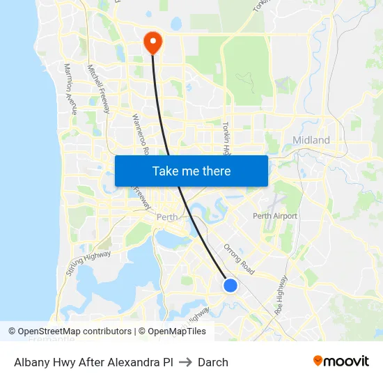Albany Hwy After Alexandra Pl to Darch map