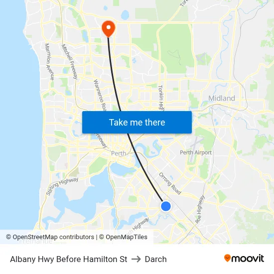 Albany Hwy Before Hamilton St to Darch map