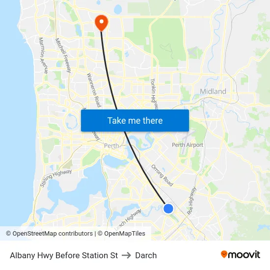 Albany Hwy Before Station St to Darch map