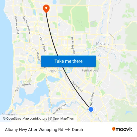 Albany Hwy After Wanaping Rd to Darch map