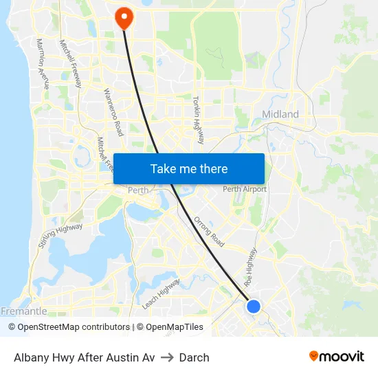 Albany Hwy After Austin Av to Darch map