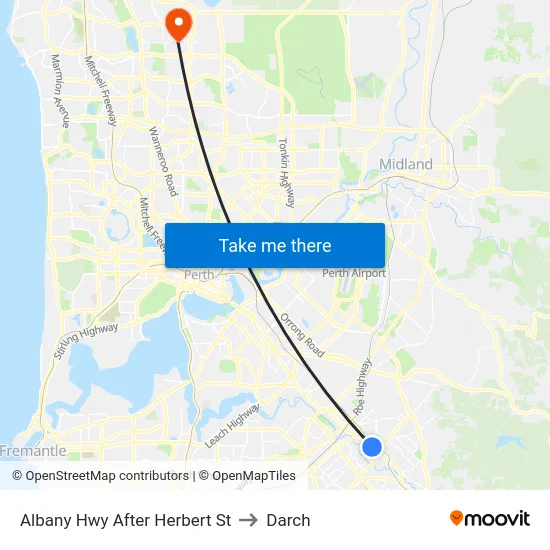 Albany Hwy After Herbert St to Darch map