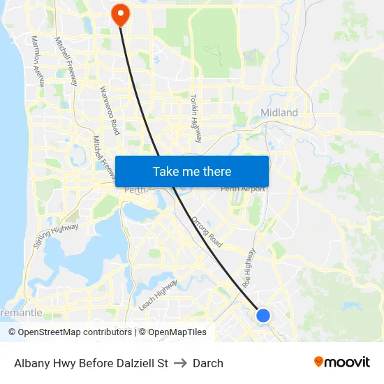 Albany Hwy Before Dalziell St to Darch map