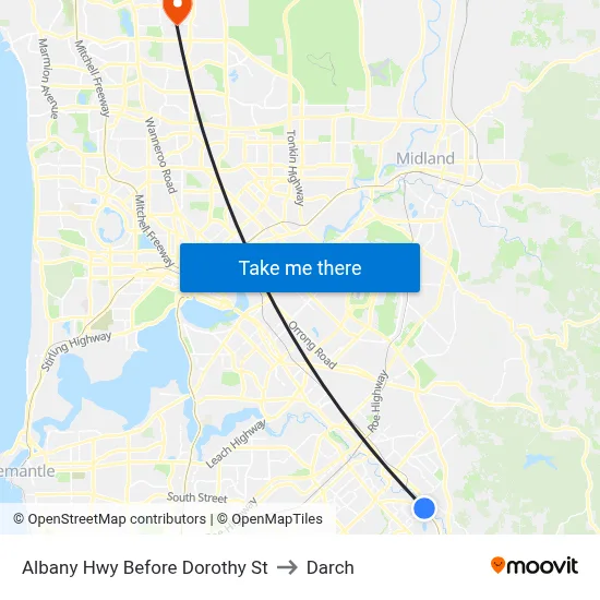 Albany Hwy Before  Dorothy  St to Darch map