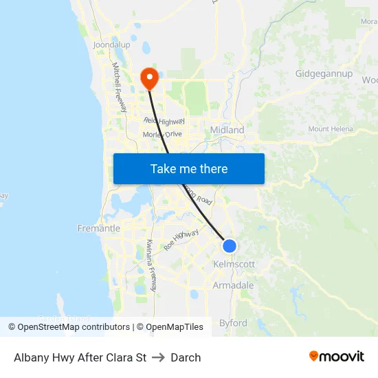Albany Hwy After Clara St to Darch map