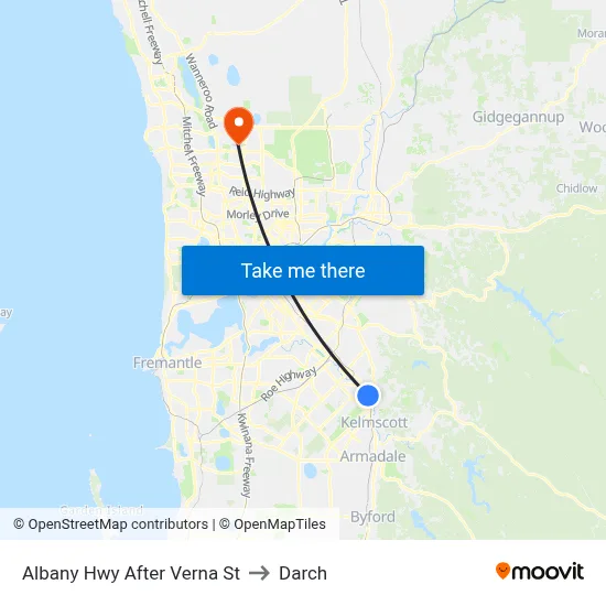 Albany Hwy After Verna St to Darch map