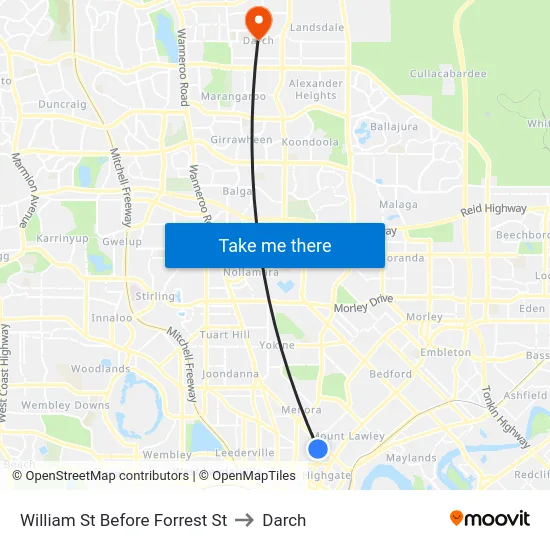 William St Before Forrest St to Darch map