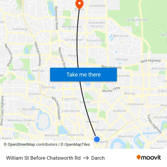 William St Before Chatsworth Rd to Darch map