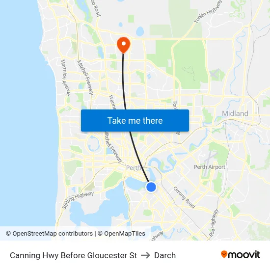 Canning Hwy Before Gloucester St to Darch map