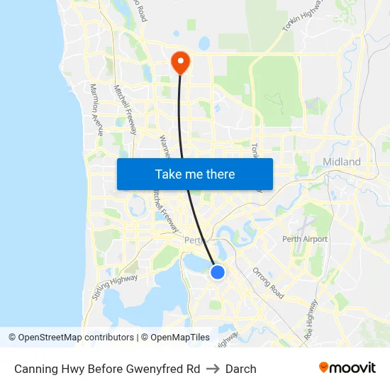 Canning Hwy Before Gwenyfred Rd to Darch map