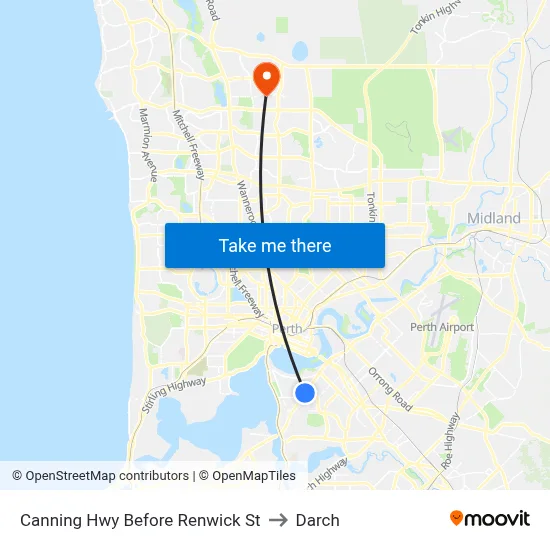 Canning Hwy Before Renwick St to Darch map