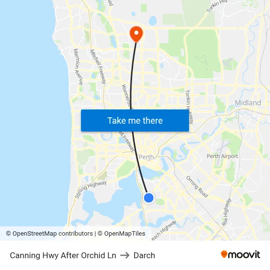 Canning Hwy After Orchid Ln to Darch map