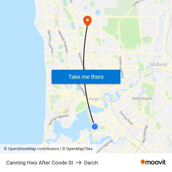 Canning Hwy After Coode St to Darch map