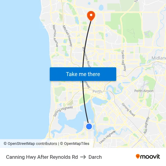 Canning Hwy After Reynolds Rd to Darch map
