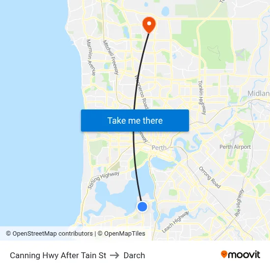 Canning Hwy After Tain St to Darch map