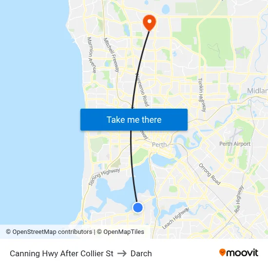 Canning Hwy After Collier St to Darch map