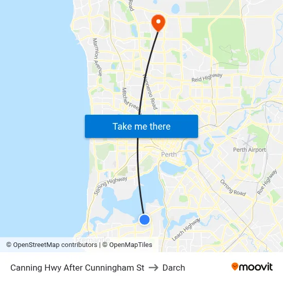 Canning Hwy After Cunningham St to Darch map