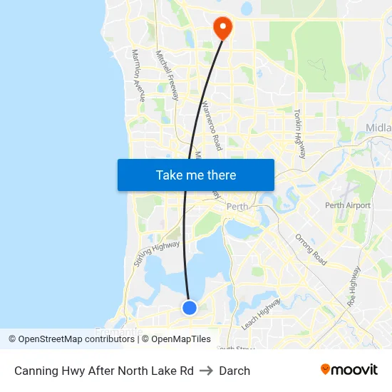 Canning Hwy After North Lake Rd to Darch map
