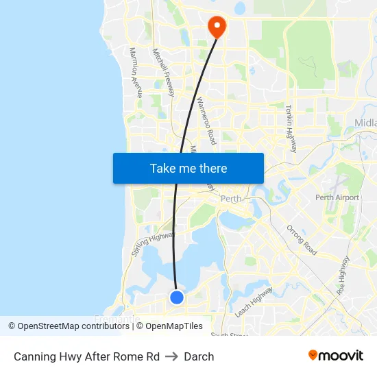 Canning Hwy After Rome Rd to Darch map