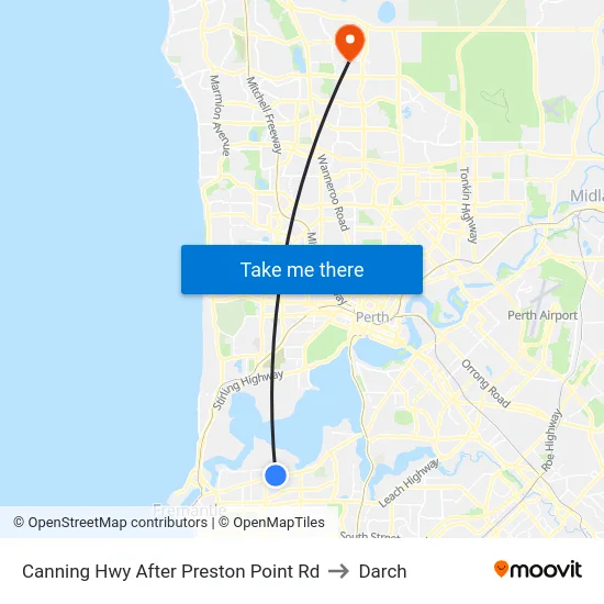 Canning Hwy After Preston Point Rd to Darch map