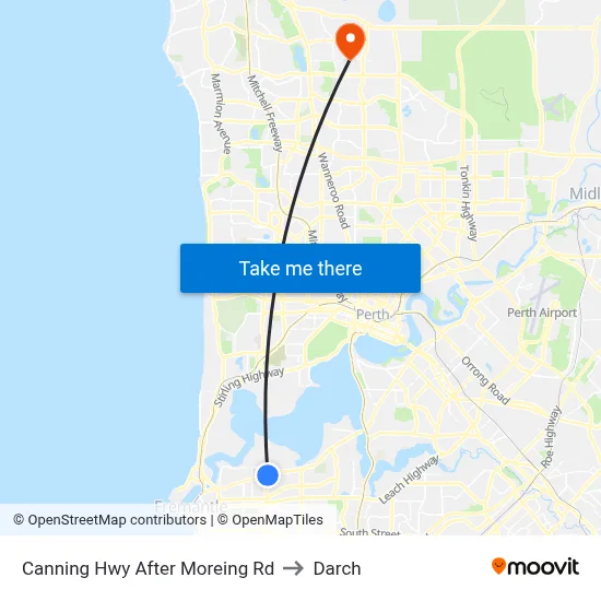 Canning Hwy After Moreing Rd to Darch map