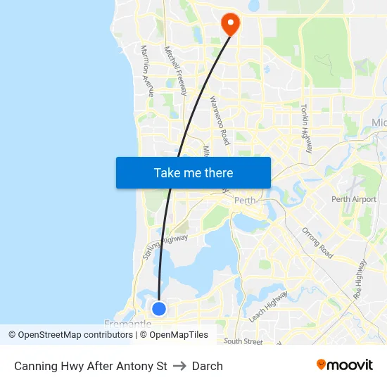 Canning Hwy After Antony St to Darch map