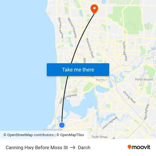 Canning Hwy Before Moss St to Darch map