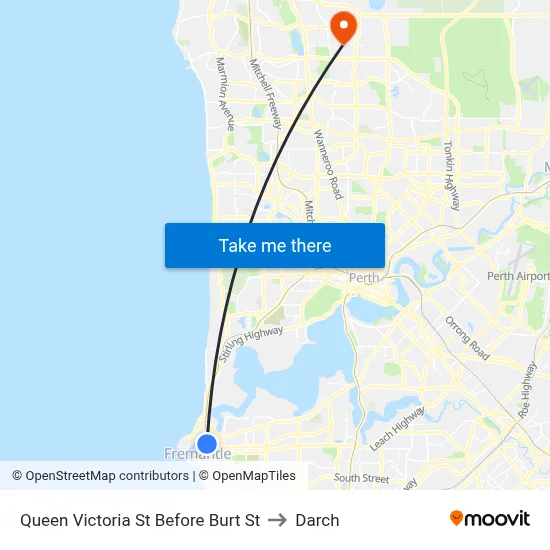 Queen Victoria St Before Burt St to Darch map