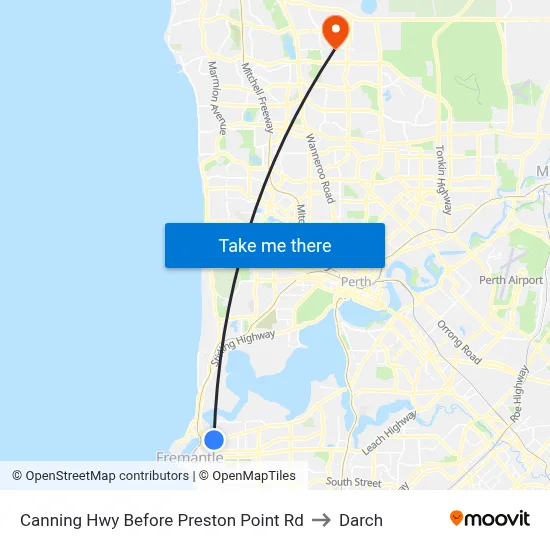 Canning Hwy Before Preston Point Rd to Darch map