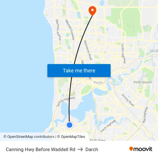 Canning Hwy Before Waddell Rd to Darch map