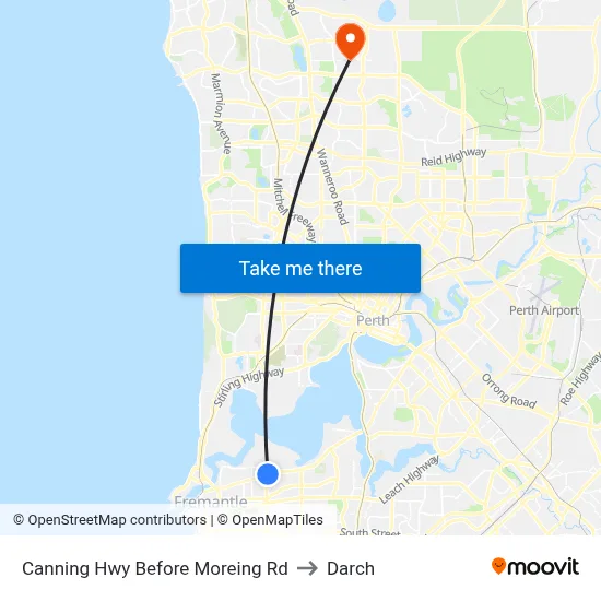 Canning Hwy Before Moreing Rd to Darch map