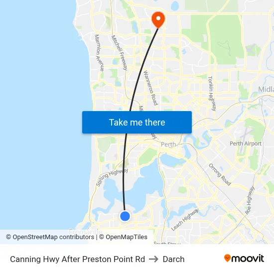 Canning Hwy After Preston Point Rd to Darch map