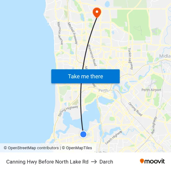 Canning Hwy Before North Lake Rd to Darch map