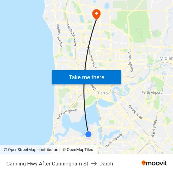 Canning Hwy After Cunningham St to Darch map