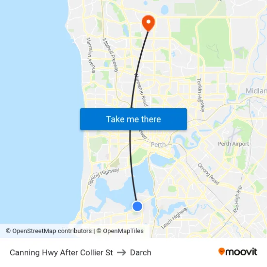 Canning Hwy After Collier St to Darch map
