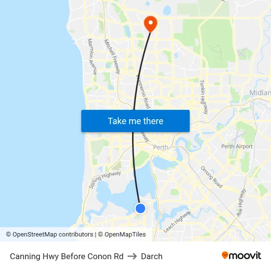 Canning Hwy Before Conon Rd to Darch map