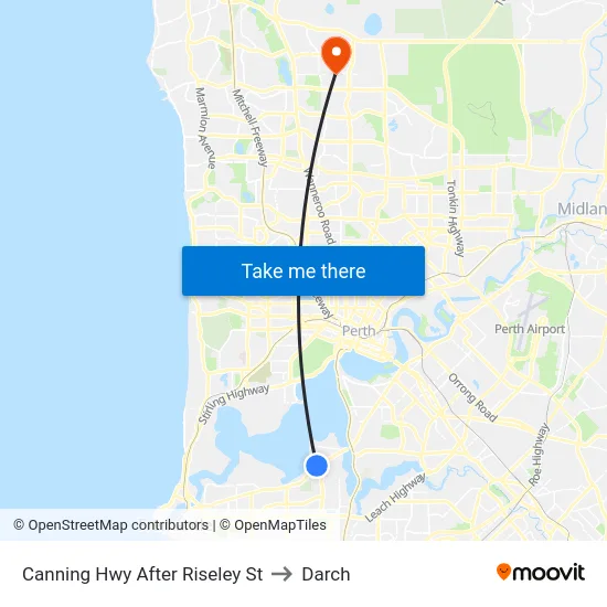 Canning Hwy After Riseley St to Darch map