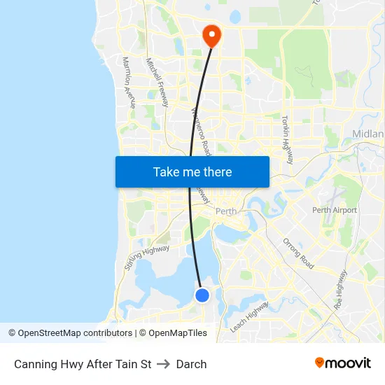 Canning Hwy After Tain St to Darch map