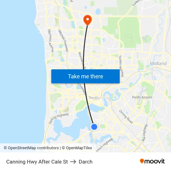 Canning Hwy After Cale St to Darch map